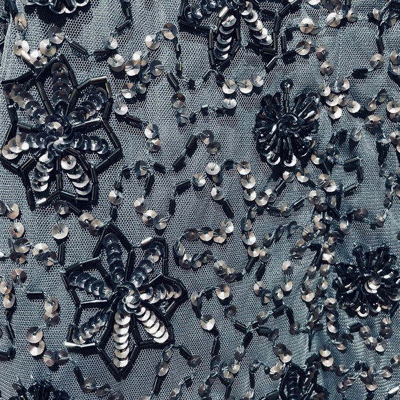 NWT Adrianna Papell Beaded Cocktail Dress Dusty Blue Size 6P - Picture 7 of 10